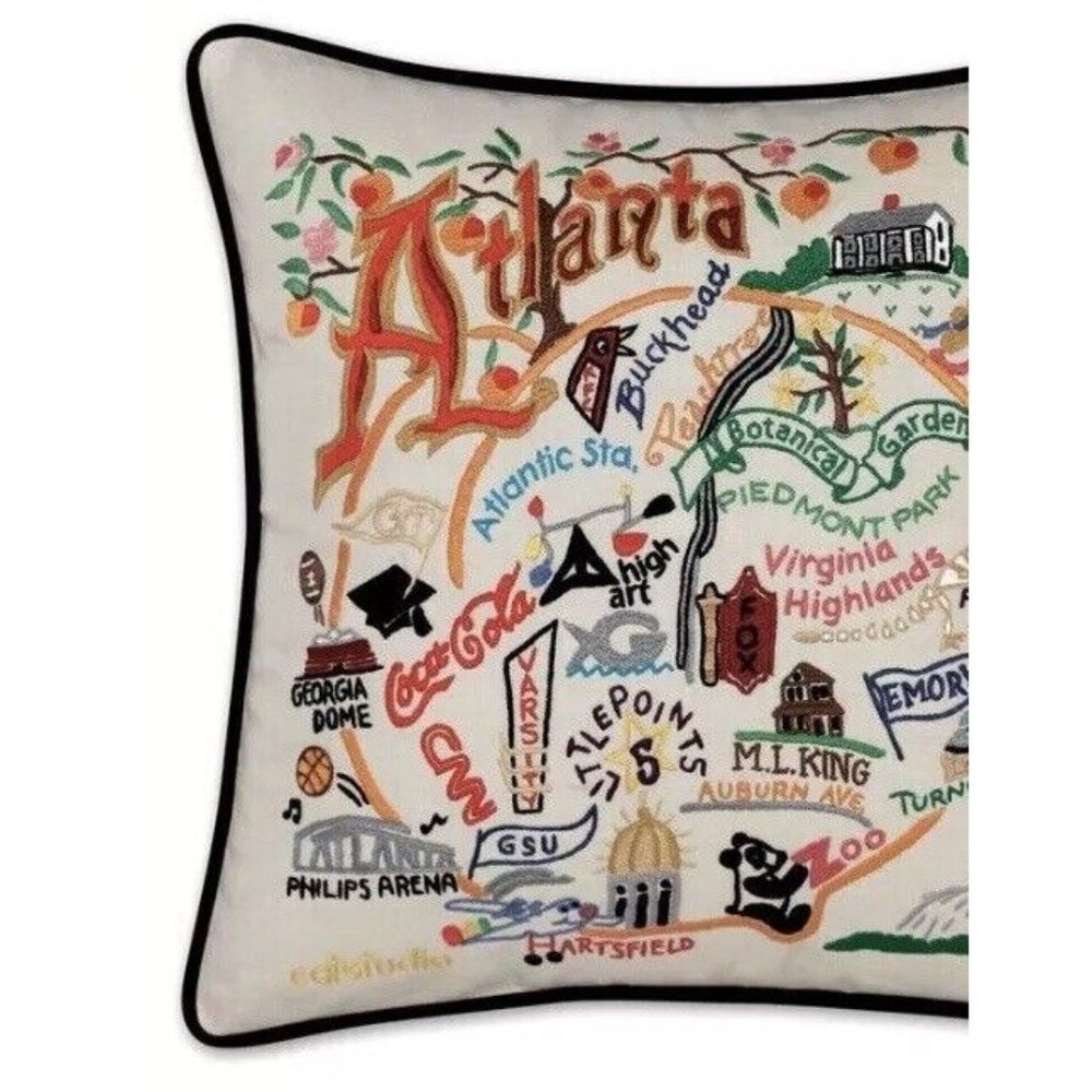 Cat Studio ATLANTA GEORGIA Embroidered Pillow 20”x20” New FALCONS BRAVES GA TECH - Picture 2 of 5